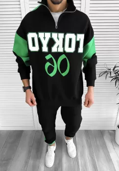 Trening barbati slim fit negru Pantaloni + Hanorac K156 39-3.2 imagine