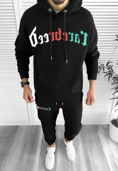 Trening barbati slim fit negru Pantaloni + Hanorac K173 imagine