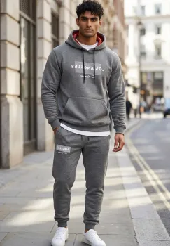 Trening barbati slim fit Pantaloni + Hanorac  gri  13523 imagine