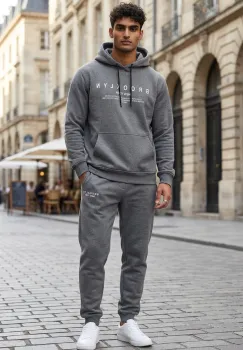Trening barbati slim fit Pantaloni + Hanorac  gri  vatuit 13521 imagine