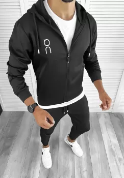 Trening barbati slim fit Pantaloni + Hanorac negru 12182 27-1.3 imagine