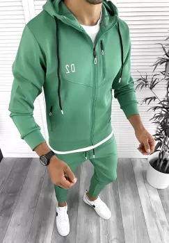 Trening barbati slim fit Pantaloni + Hanorac verde 12234 92-5 imagine