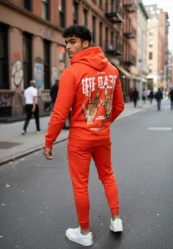 Trening barbati slim fit portocaliu  Pantaloni + Hanorac  13390 40-4.2 imagine