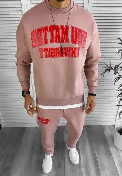 Trening barbati slim fit roz Pantaloni + Hanorac K170 imagine