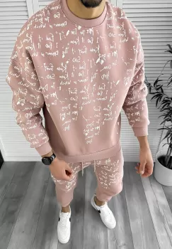 Trening barbati slim fit roz Pantaloni + Hanorac k172 imagine