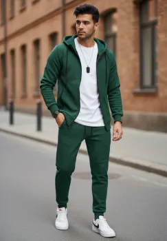 Trening barbati slim fit verde  Pantaloni + Hanorac 5031 imagine