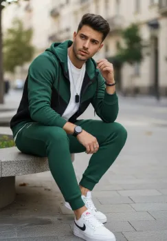 Trening barbati slim fit verde  Pantaloni + Hanorac 5032 imagine