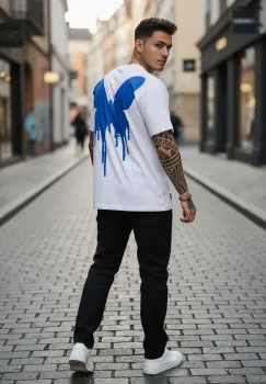 Tricou barbati  alb   oversize  premium Y265 imagine