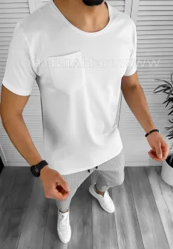 Tricou barbati alb slim fit cu mici defecte 2384 N5-4.1 imagine