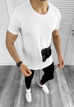Tricou barbati alb slim fit Vagabond B1949 U imagine