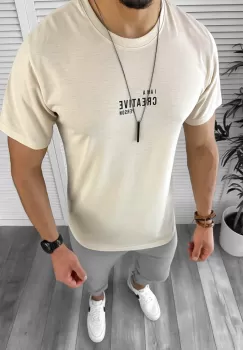 Tricou barbati bej 12514 imagine