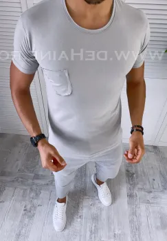 Tricou barbati gri slim fit cu mic defect DEFB2421 P19-1.2 imagine
