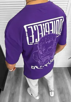 Tricou barbati mov  cu imprimeu pe spate  oversize 11823  P19-6.1 imagine