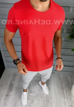 Tricou barbati rosu slim fit B1386 O1-3.2 imagine