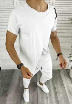 Tricou barbati slim fit alb B7811 P0-1.3 imagine
