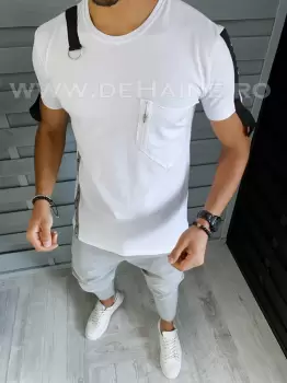 Tricou barbati slim fit alb ZR B1420 P7-1.2 imagine