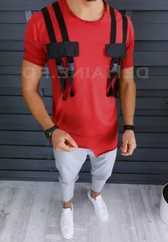 Tricou barbati slim fit asimetric ZR A8489 P0-1.2 imagine