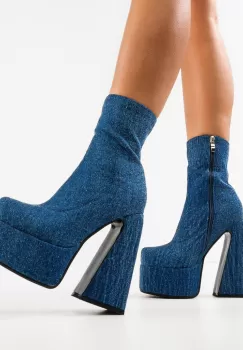 Botine dama Huron Albastre imagine