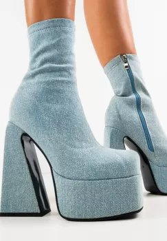 Botine dama Huron Albastre imagine