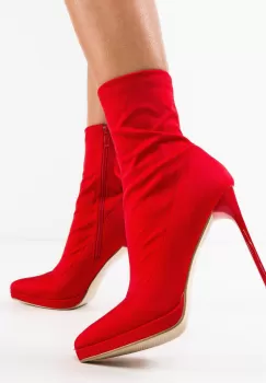 Botine dama Scarl Rosii imagine