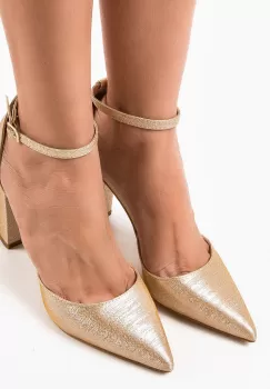 Pantofi cu toc Nakara Aurii 2 imagine