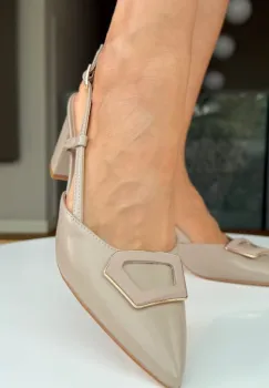 Pantofi dama cu toc Komina Bej imagine