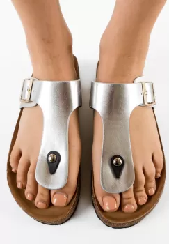 Papuci dama Kasey Argintii imagine