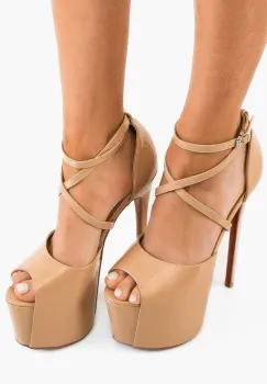 Sandale cu toc Akatosh Nude imagine