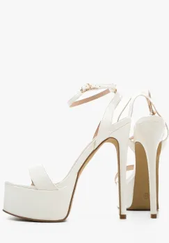 Sandale cu toc Barbys Albe imagine
