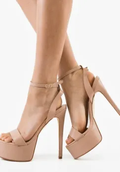 Sandale cu toc Barbys Nude 3 imagine