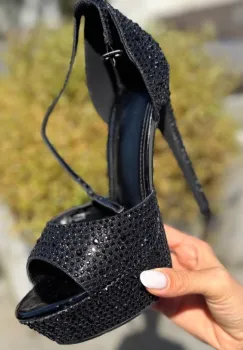 Sandale cu toc Ellaria Negre imagine