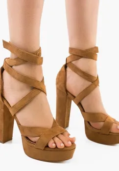 Sandale cu toc Fihe Camel imagine