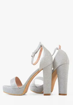 Sandale cu toc Hasna Argintii imagine