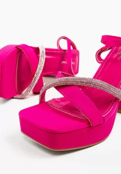 Sandale cu toc Jakki Fuchsia imagine