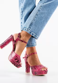 Sandale cu toc Joff Fuchsia imagine