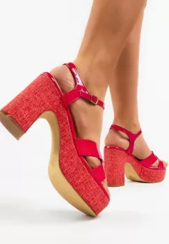 Sandale cu toc Myskyny Fuchsia imagine