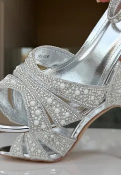 Sandale cu toc Petyr Argintii imagine