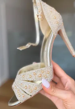 Sandale cu toc Petyr Aurii imagine