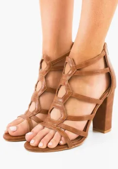 Sandale cu toc Polly Camel imagine
