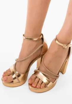 Sandale cu toc Poppy Bronze imagine