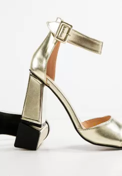 Sandale cu toc Shanthi Aurii imagine