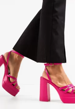 Sandale cu toc Shreya Fuchsia imagine