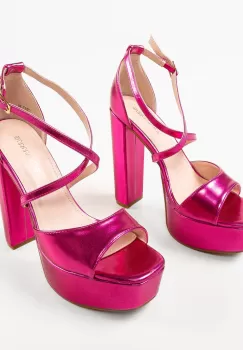 Sandale cu toc Stella Fuchsia imagine