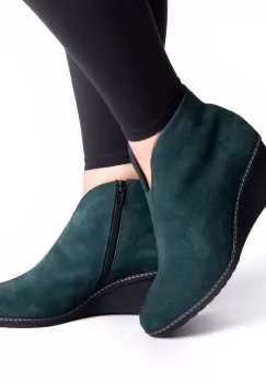 Botine piele 330 verde velur imagine