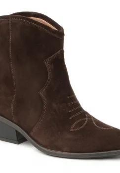 Botine piele 651 maro velur imagine