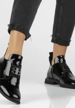 Botine piele naturala 4763 negru imagine