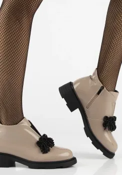 Botine piele naturala 6370 bej imagine