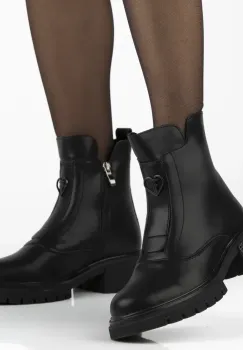 Botine piele naturala 7148 negru imagine