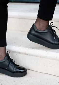 Pantofi confortabili din piele naturala 607 negru imagine
