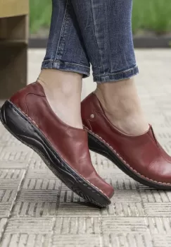 Pantofi confortabili din piele naturala 9000 bordo imagine